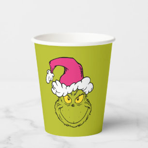 The Grinch in Pink Santa Hat Paper Cups