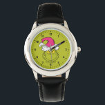 The Grinch in Pink Santa Hat Watch<br><div class="desc">This fantastic, bold illustration is a close-up portrait of the Grinch in full mischievous mode! He has his signature sly grin and bright yellow eyes, but his look is updated with a large, fluffy Santa hat in a fun, unexpected pink/fuchsia color instead of the traditional red. This graphic is perfect...</div>