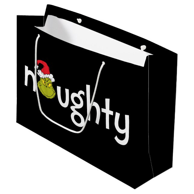 The Grinch is Naughty Large Gift Bag (Front Angled)