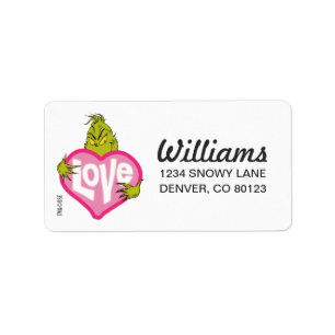 The Grinch   Love Pink Heart Label
