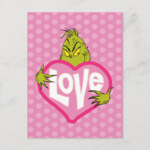 The Grinch Love Pink Heart Postcard