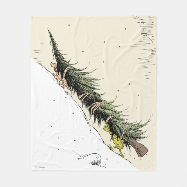 The Grinch & Max Return the Christmas Tree Fleece Blanket (Front)