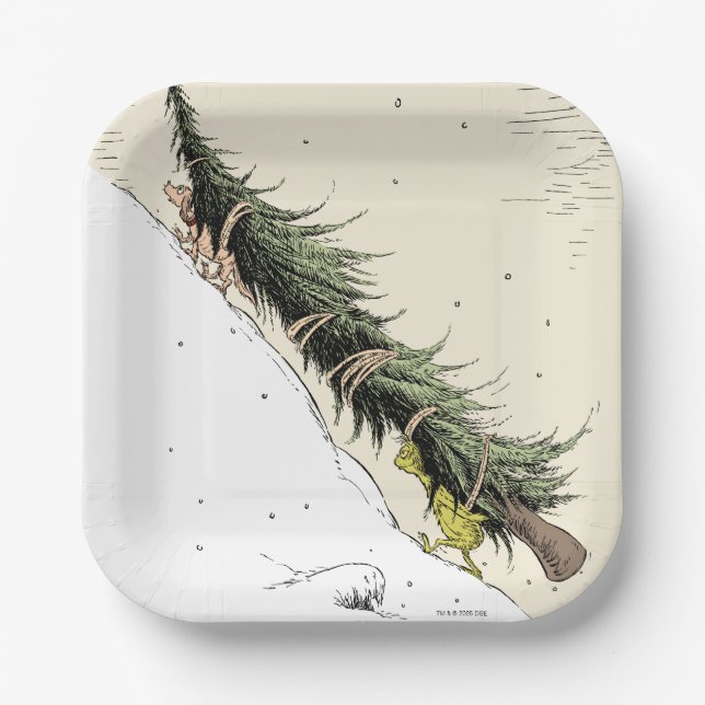 The Grinch & Max Return the Christmas Tree Paper Plate (Front)