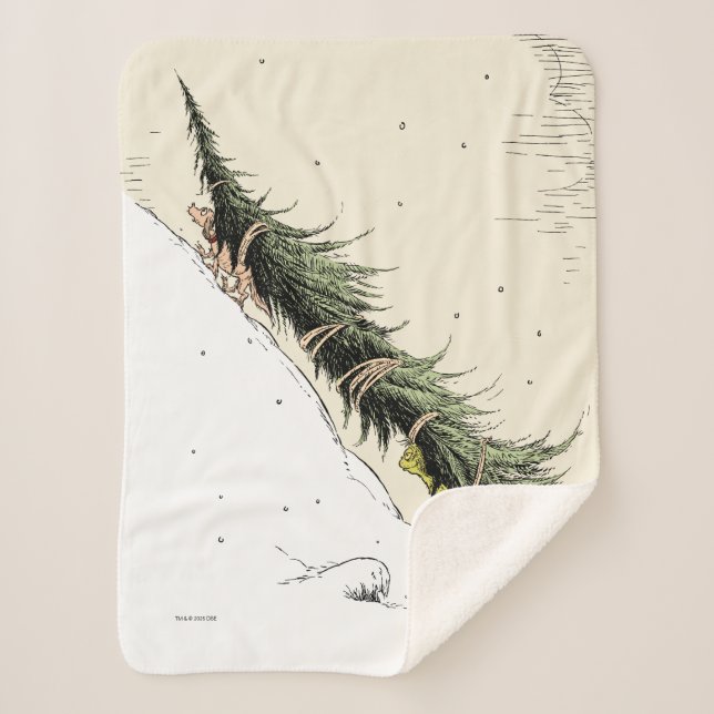 The Grinch & Max Return the Christmas Tree Sherpa Blanket (Front)