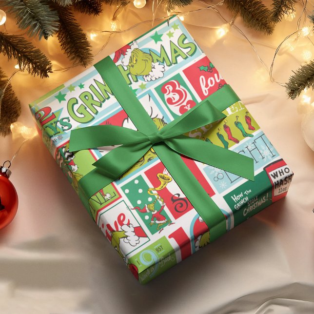 The Grinch Merry Grinchmas Pattern Wrapping Paper (Wrapped present)