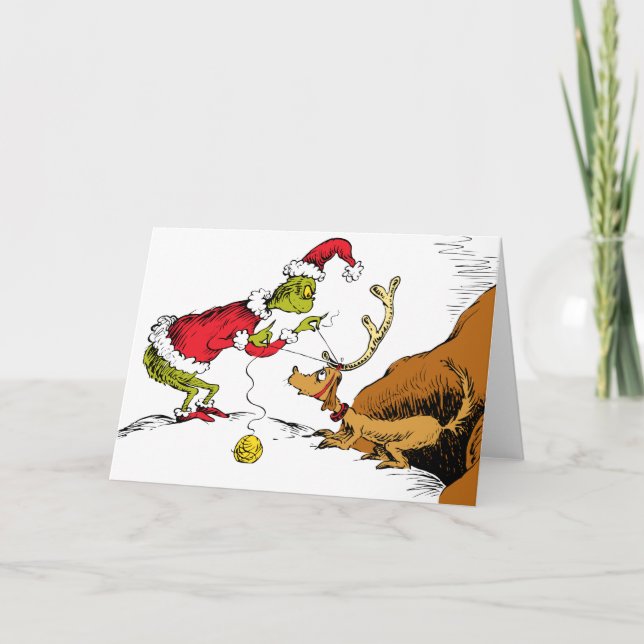 The Grinch Prepares Max the Reindeer Card (Front)