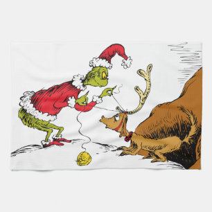 The Grinch Prepares Max the Reindeer Kitchen Towel