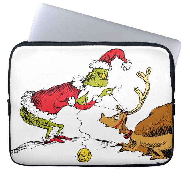 The Grinch Prepares Max the Reindeer Laptop Sleeve (Front)