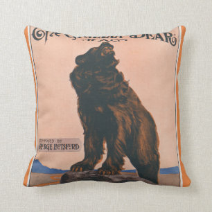 The Grizzly Bear Rag Throw Pillow