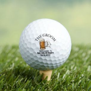 The Groom Beer Mug Bachelor Party Favour with Name Golf Balls