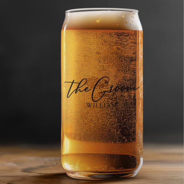 The Groom Customizable Bachelor Party Wedding Can Glass (Creator Uploaded)