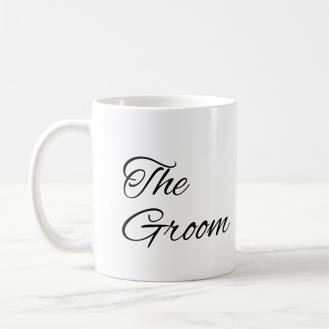 The Groom Elegant Black Script Writing Wedding Cof Coffee Mug (Left)