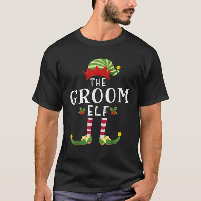 The Groom Elf Christmas Matching Pajama  T-Shirt (Front)