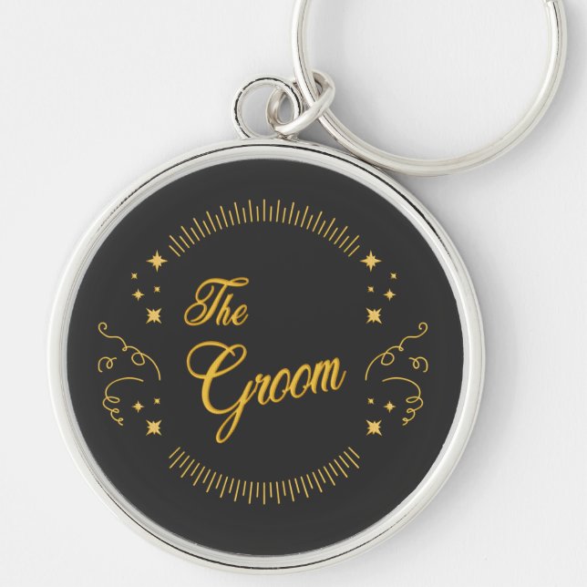 The Groom Gold Wedding Elegant Modern Personalize  Keychain (Front)