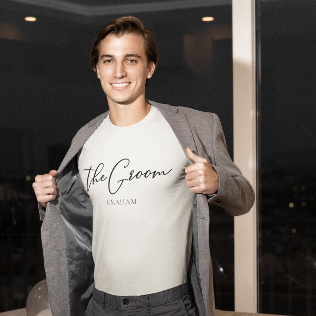 The Groom Personalized Chic Minimalist Wedding T-Shirt (Creator Uploaded)