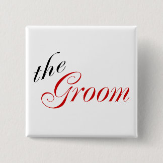 The Groom (Script Red) 2 Inch Square Button