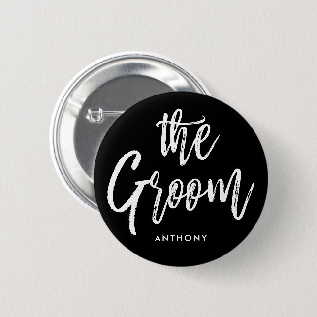 The Groom | Script Style Custom Wedding 2 Inch Round Button (Front & Back)