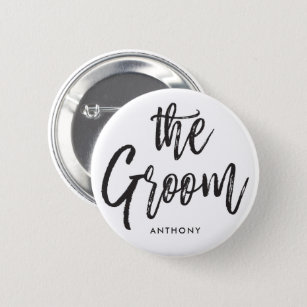The Groom   Script Style Custom Wedding White 2 Inch Round Button