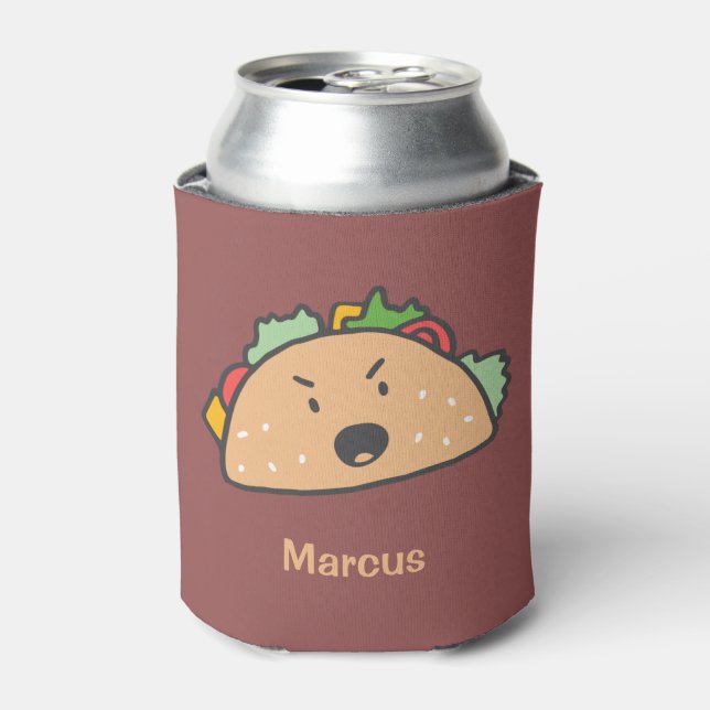 The Grouchy Taco Personalized with Name Can Cooler (Can Front)