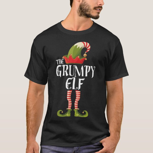 the grumpy elf family elf matching christmas T-Shirt (Front)