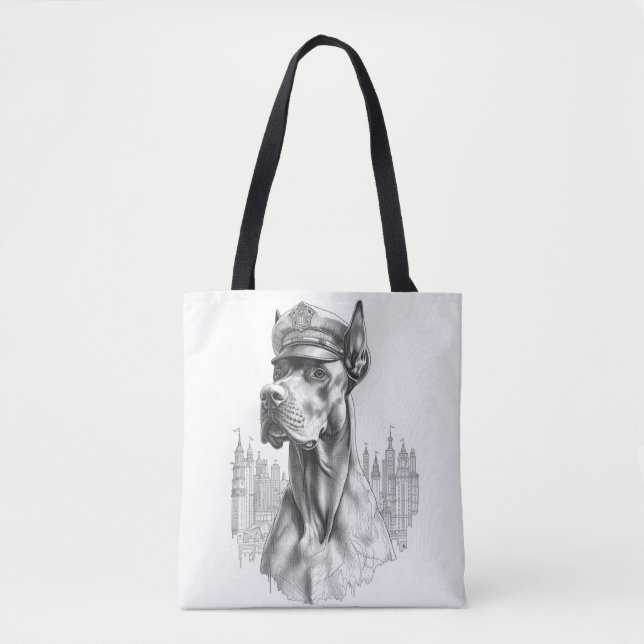 The Guardian: Marble Great Dane Police Do Tote Bag (Front)