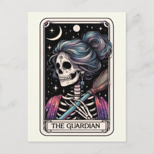 The Guardian Tarot Witchy Skeleton Broomstick Postcard