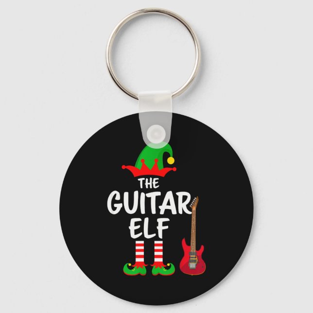 The Guitar Elf Matching Family Christmas  Keychain (Front)