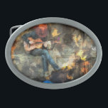 The Guitar Man Belt Buckle<br><div class="desc">The guitar man - mystery man spending his days playing his guitar.</div>