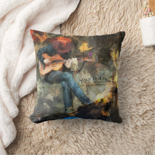 The Guitar Man Throw Pillow
