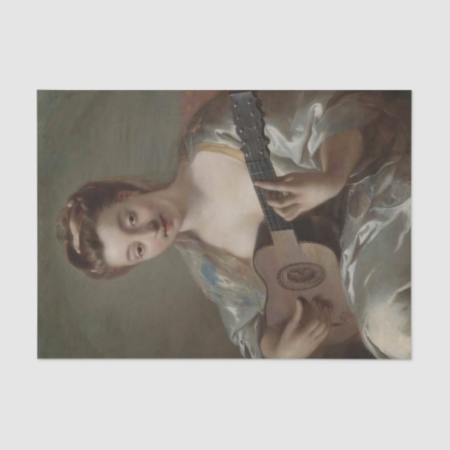 The Guitar Player by Jean-Francois de Troy Tissue Paper (Front)