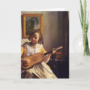 The guitar player by Johannes Vermeer Card