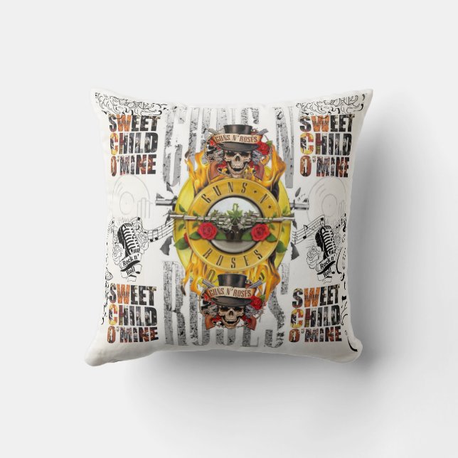 THE GUNS AND ROSES decorative cuin collection Throw Pillow (Back)