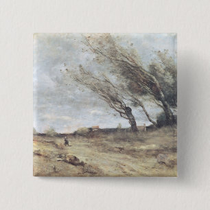 The Gust of Wind, c.1865-70 2 Inch Square Button