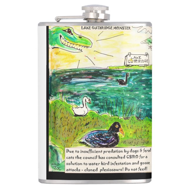The Guthridge Lake Monster Hip Flask (Front)