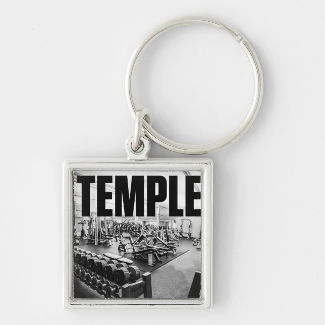 The Gym Is My TEMPLE - Bodybuilding Motivational Keychain (Front)