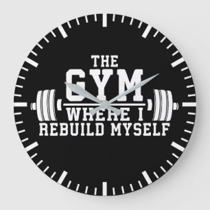 The Gym - Rebuild Myself - Workout Inspirational Large Clock