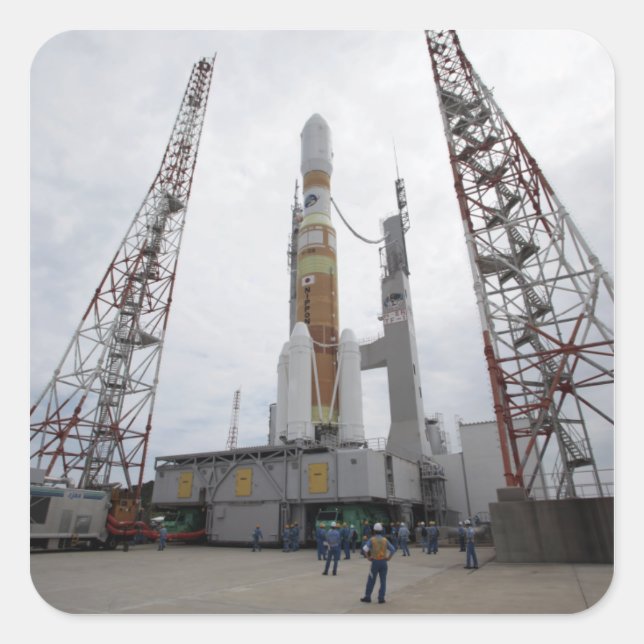 The H-IIB rocket on the launch pad Square Sticker (Front)