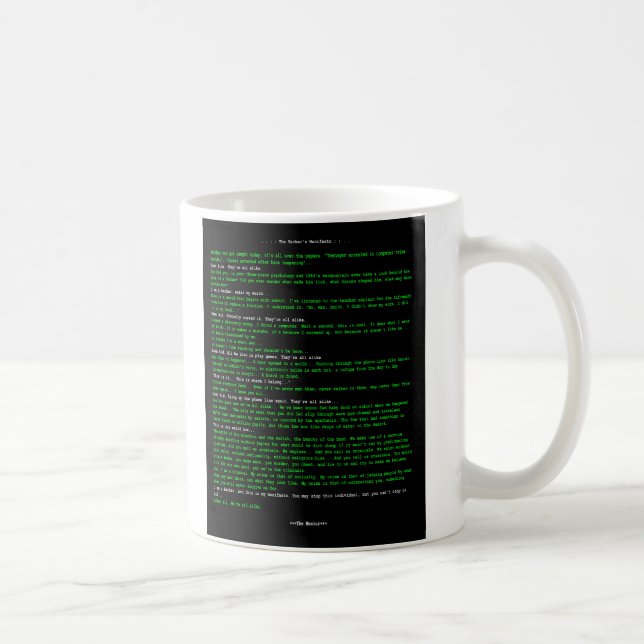The Hacker's Manifesto Coffee Mug (Right)