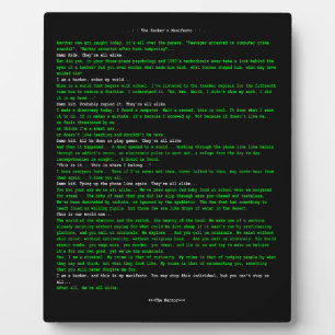 The Hacker's Manifesto Plaque