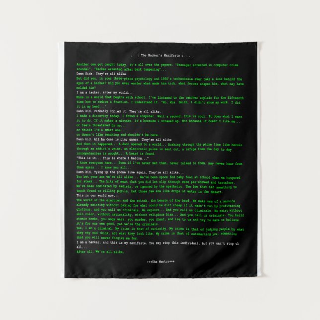 The Hacker's Manifesto Tapestry (Front)