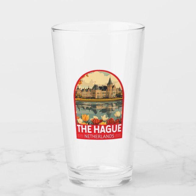 The Hague Netherlands Travel Art Emblem Glass (Front)