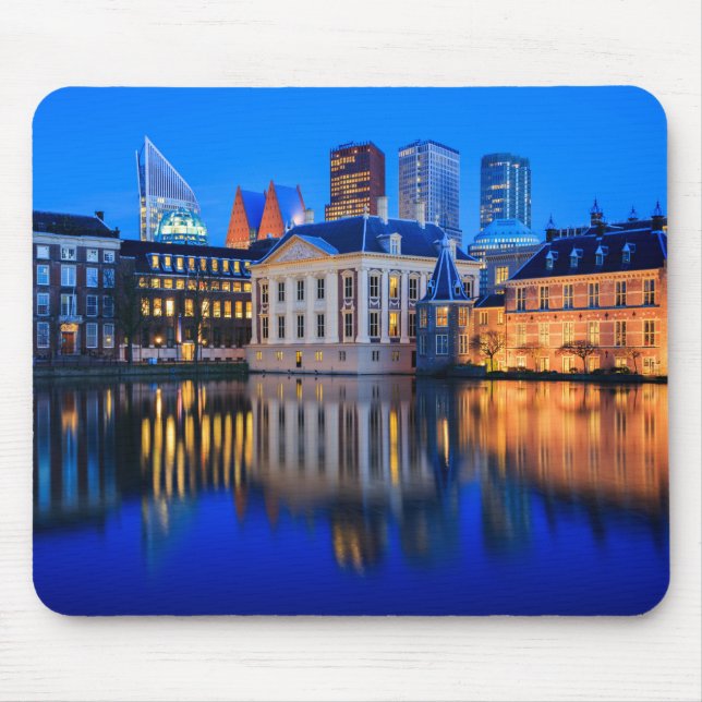 The Hague skyline at blue hour mousepad (Front)