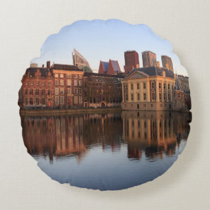The Hague skyline in the Netherlands Round Pillow