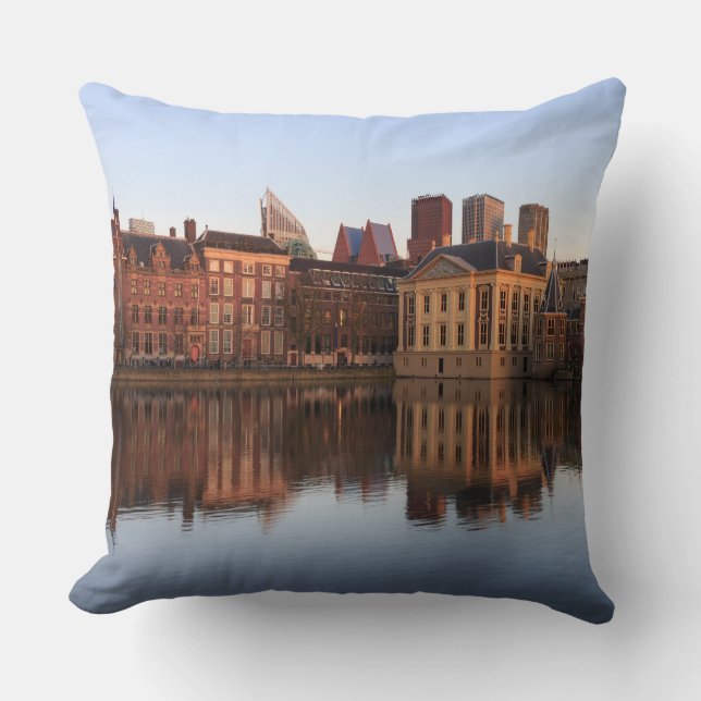 The Hague skyline in the Netherlands Throw Pillow (Front)