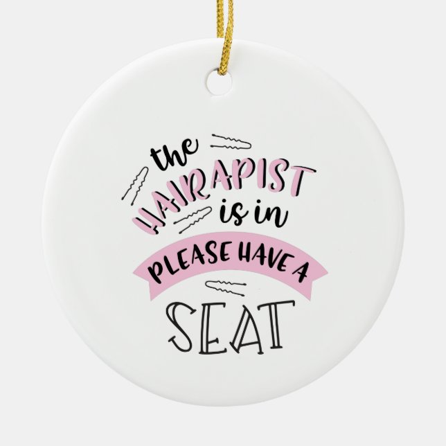The Hairapist Ceramic Ornament (Front)