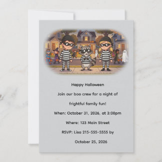 The Halloween Raccoon Bandits Invitation