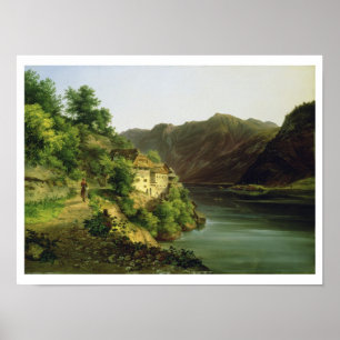 The Hallstatter Lake, 1824 (oil on canvas) Poster