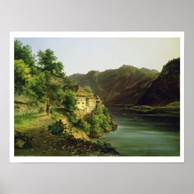 The Hallstatter Lake, 1824 (oil on canvas) Poster (Front)
