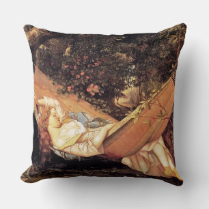 “The Hammock” by Gustave Courbet Throw Pillow