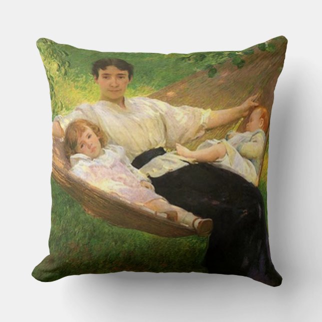 “The Hammock” by Joseph De Camp Throw Pillow (Front)